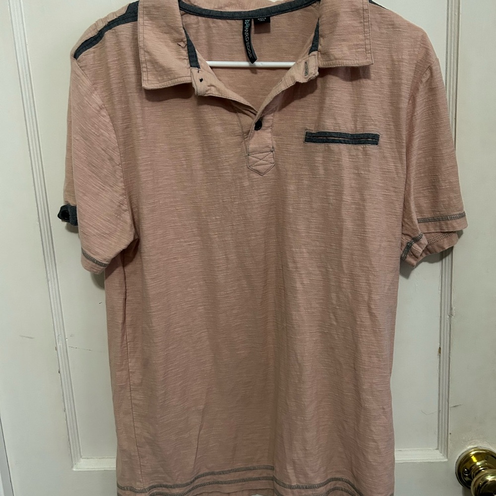 Men's Polo Shirt in Soft Pink with Dark Accents